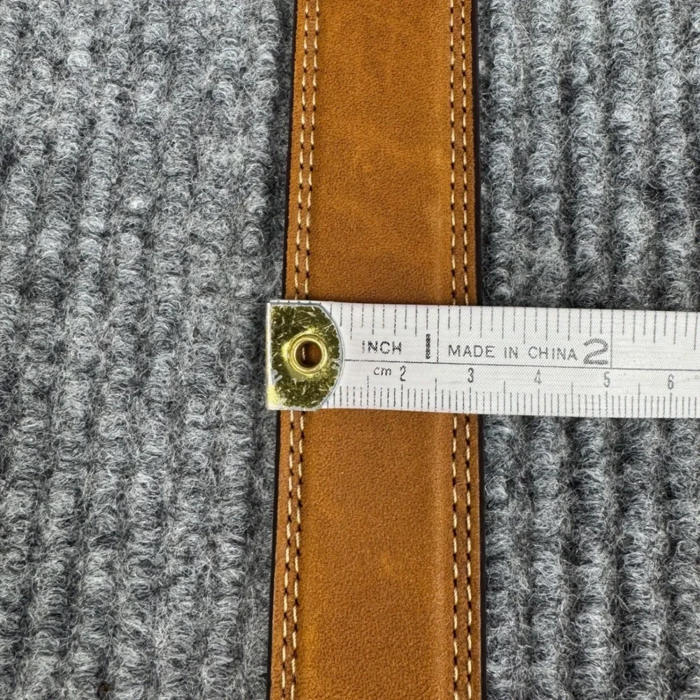 Vtg Justin Belt Mens 36 Brown Leather Silver Tone Buckle Concho Western Cowboy